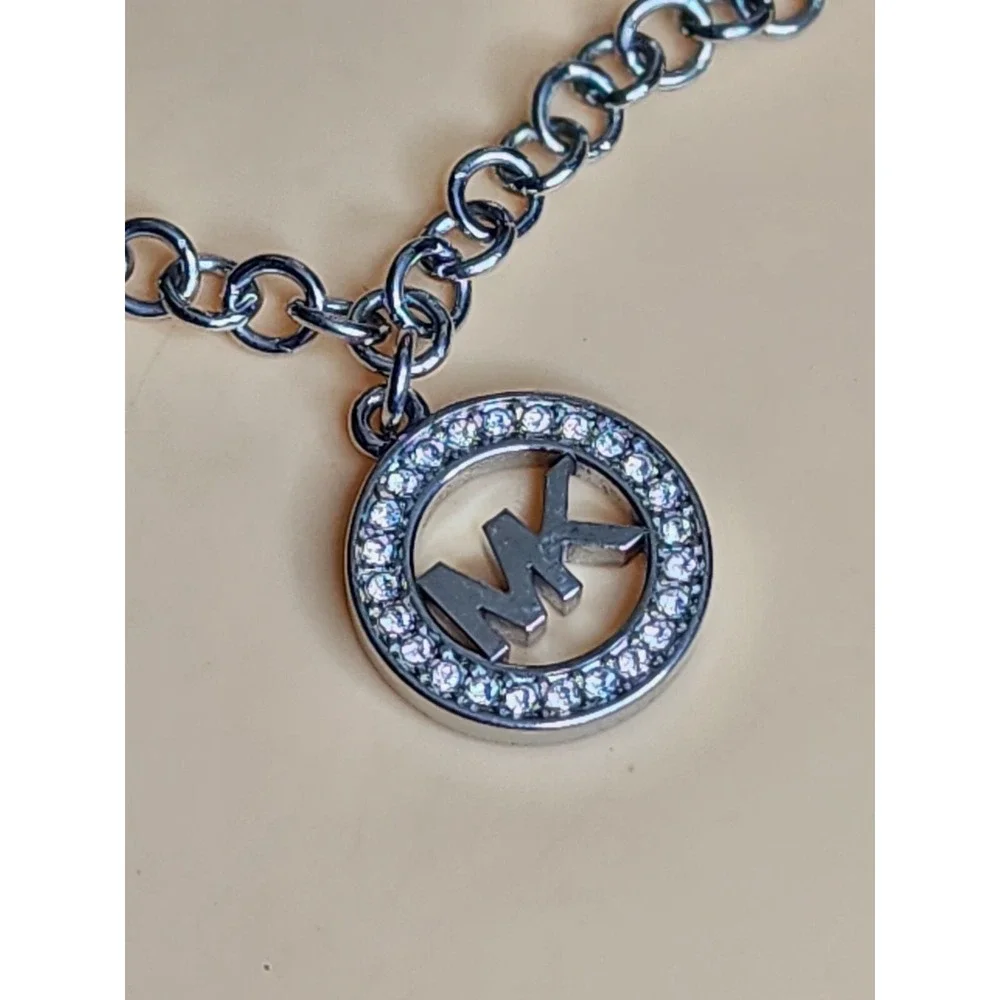 MICHAEL KORS MK Logo 3‎ Piece Charms Silver Chain Slider Bracelet FREE $HIPPING!